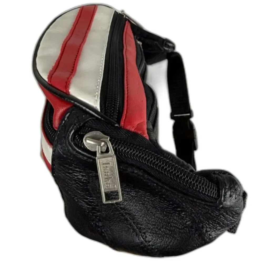 Vintage American Flag Leather Fanny Pack Belt Bag Red White Blue 90s - Picture 4 of 8